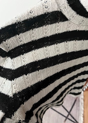 Zebra Desenli Boğazlı Kadın Triko Kazak - Görsel 5