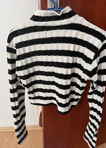 Zebra Desenli Boğazlı Kadın Triko Kazak - Görsel 3