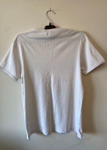 Erkek Beyaz V Yakalı Kısa Kollu Polo Tişört - Görsel 2