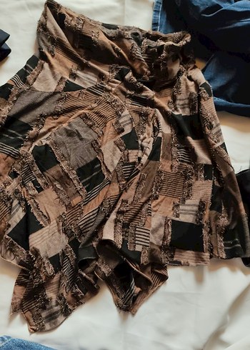 Bohem Desenli Kahverengi Mini Etek - Görsel 2