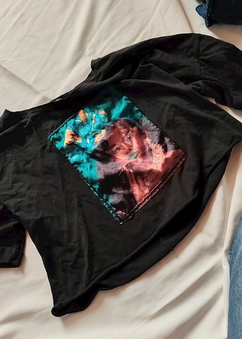 siyah Baskılı oversize crop - Görsel 3