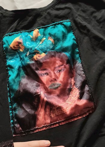 siyah Baskılı oversize crop - Görsel 2