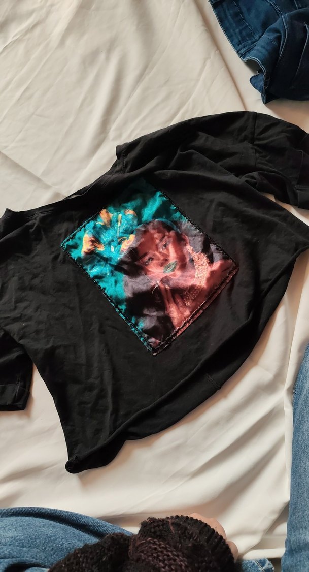 siyah Baskılı oversize crop - Görsel 3