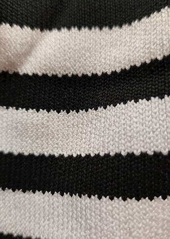 Siyah Beyaz Çizgili Kadın Triko Sweatshirt - Görsel 4