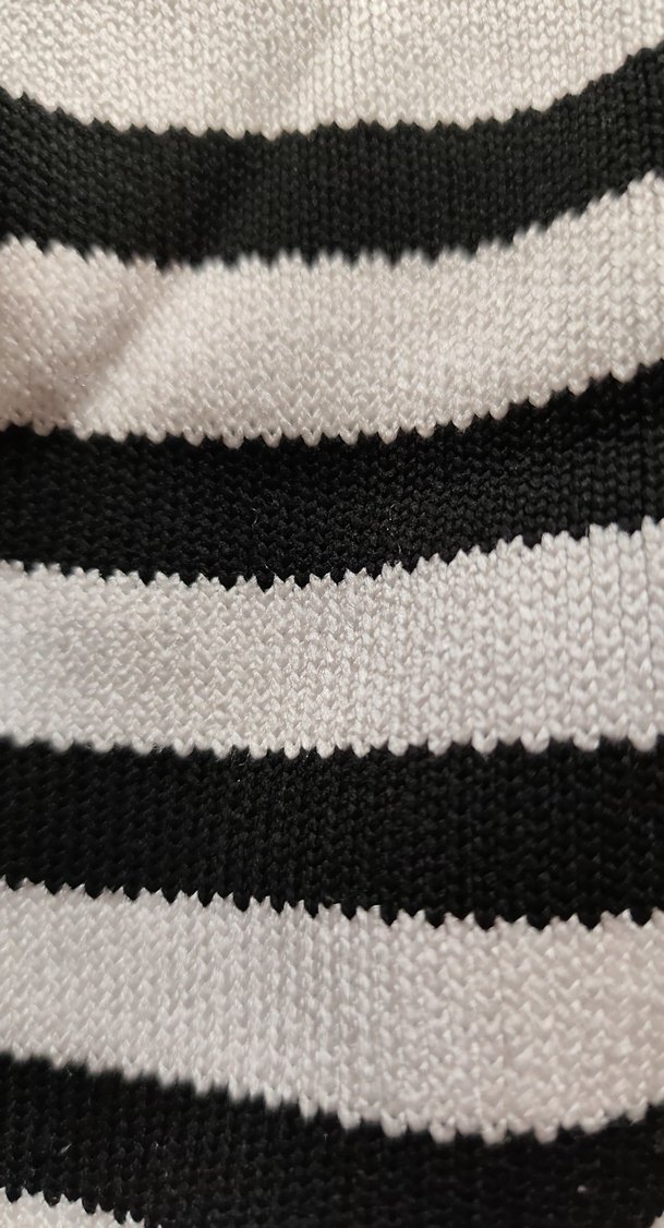 Siyah Beyaz Çizgili Kadın Triko Sweatshirt - Görsel 4