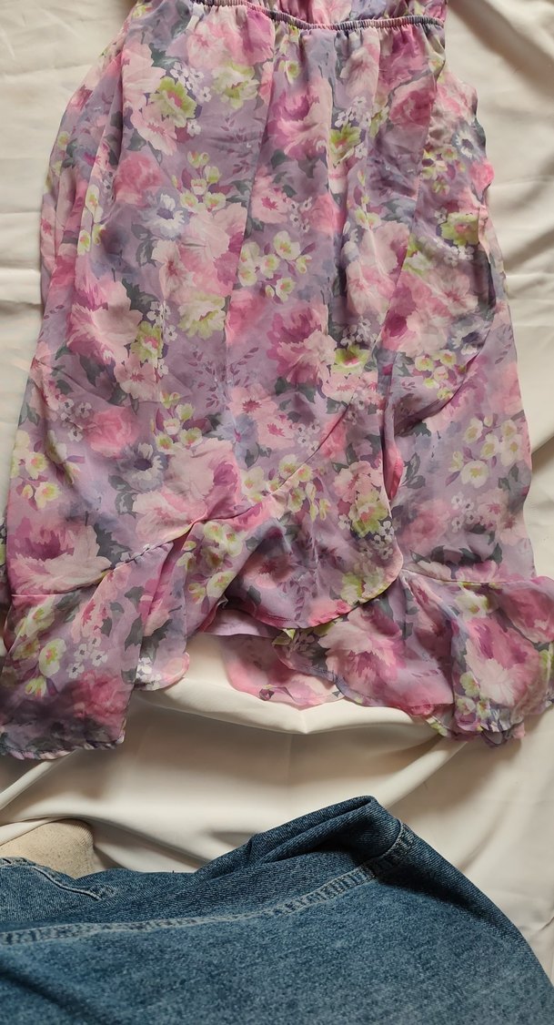 Pembe çiçekli Pinterest elbise - Görsel 3