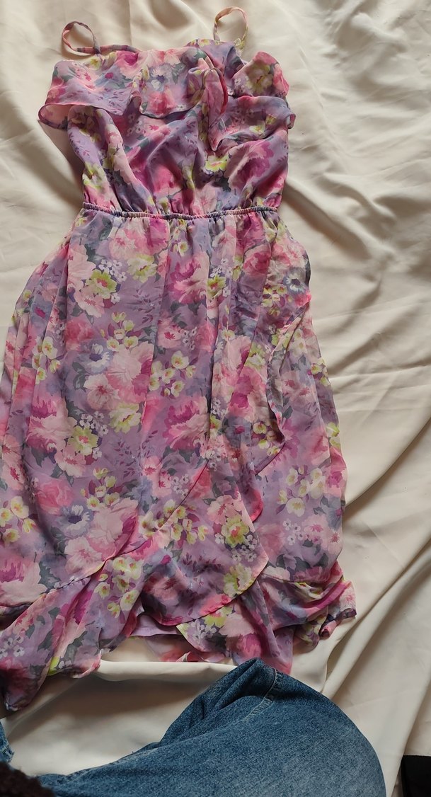 Pembe çiçekli Pinterest elbise - Görsel 2