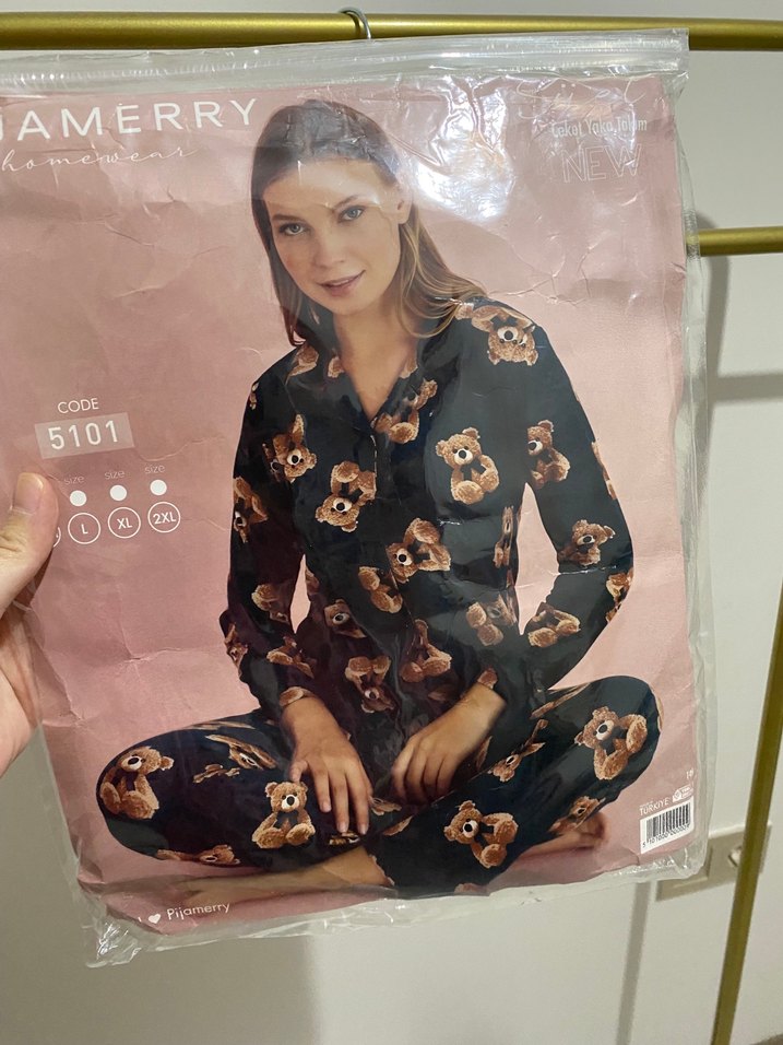 Ayı Desenli Yeşil Kadın Pijama Takımı - Görsel 4