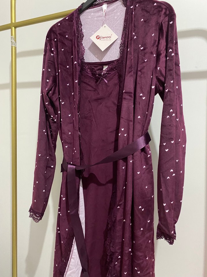 Bordo Uzun Kollu V Yaka Sabahlığı - Görsel 4