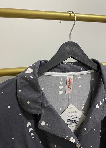 Kadın Gri Uzun Kollu Baskılı Pijama Takımı - Görsel 4