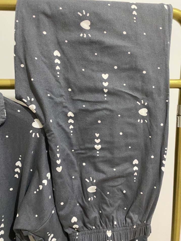 Kadın Gri Uzun Kollu Baskılı Pijama Takımı - Görsel 3