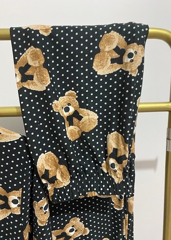 Kahverengi Baskılı Mini Kadın Pijama Takımı - Görsel 4