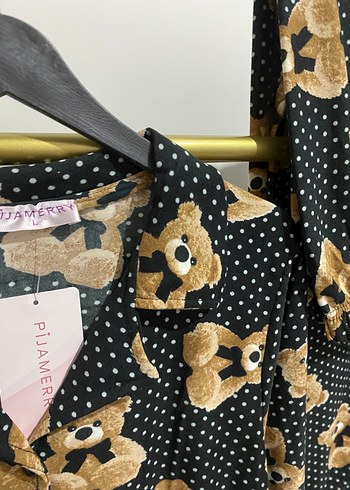 Kahverengi Baskılı Mini Kadın Pijama Takımı - Görsel 7