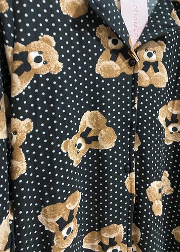 Kahverengi Baskılı Mini Kadın Pijama Takımı - Görsel 2