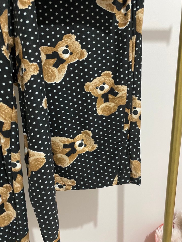 Kahverengi Baskılı Mini Kadın Pijama Takımı - Görsel 5