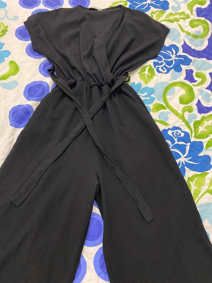 Drapeli Siyah Hamile Tulum - Görsel 3