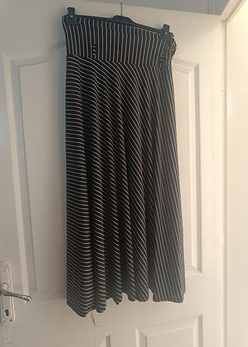 Kadın Bej Çizgili Pilili Uzun Etek - Görsel 3