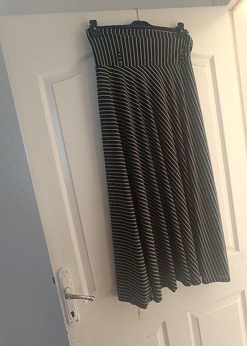 Kadın Bej Çizgili Pilili Uzun Etek - Görsel 2