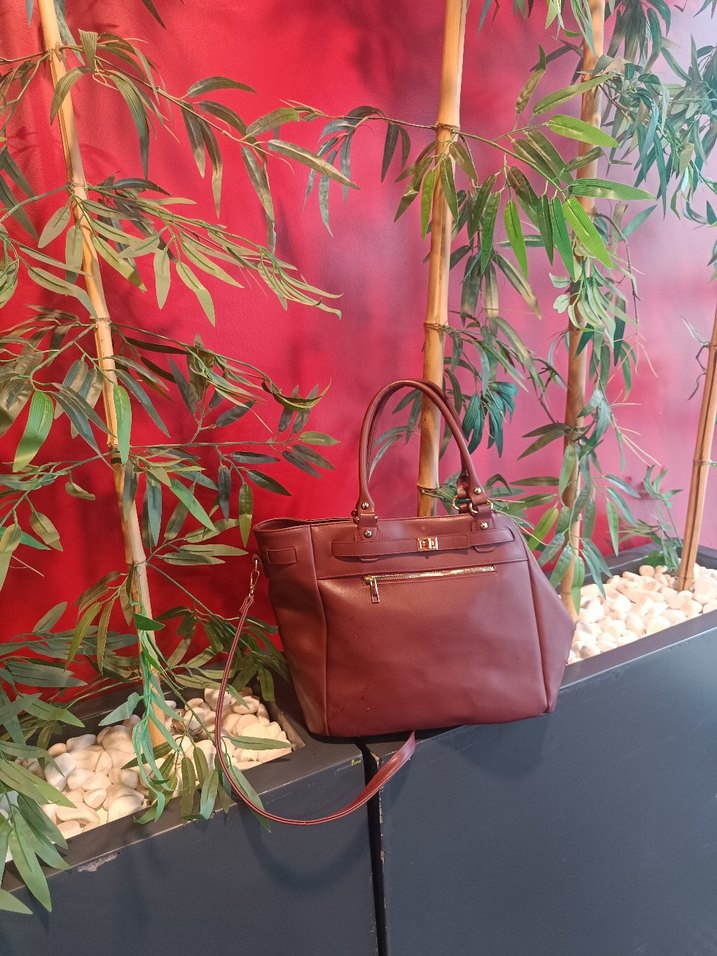 Bordo Deri Kadın Omuz Çantası - Görsel 2