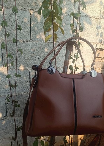 Kahverengi Deri Tokalı Kadın Çanta - Görsel 6