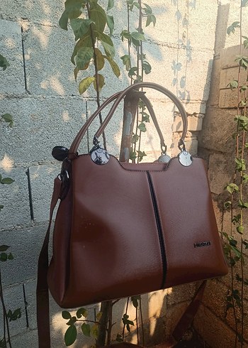 Kahverengi Deri Tokalı Kadın Çanta - Görsel 4