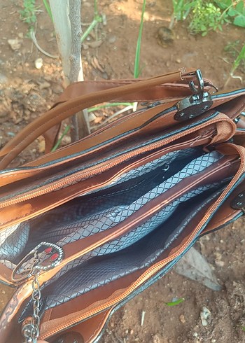 Kahverengi Deri Tokalı Kadın Çanta - Görsel 8