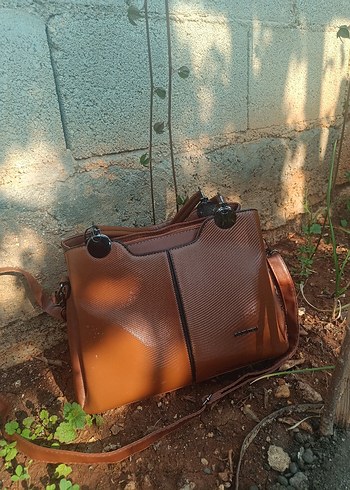 Kahverengi Deri Tokalı Kadın Çanta - Görsel 3