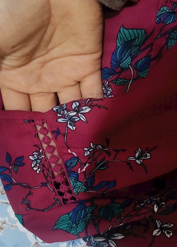 Bordo Desenli Bohem Hamile Bluzu - Görsel 8