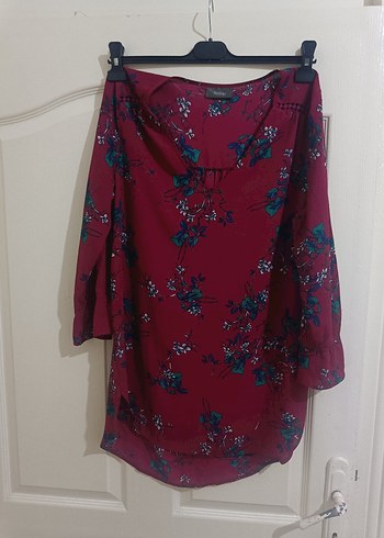Bordo Desenli Bohem Hamile Bluzu - Görsel 3