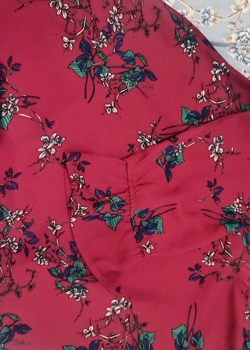 Bordo Desenli Bohem Hamile Bluzu - Görsel 6