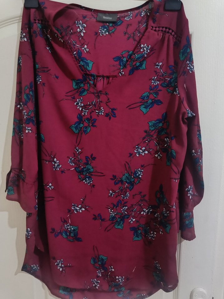 Bordo Desenli Bohem Hamile Bluzu - Görsel 4