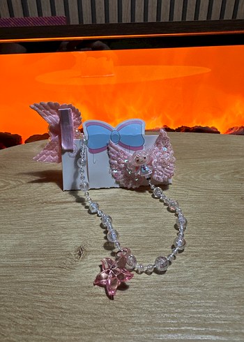 Renkli Boncuklu Pembe Kanatlı bebek toka - Görsel 3