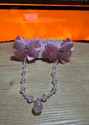 Pembe Fiyonk Detaylı Çocuk Toka - Görsel 2