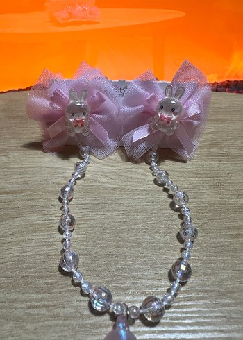 Pembe Boncuklu ve Nakışlı Çocuk tokası - Görsel 2