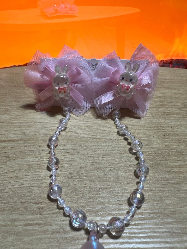 Pembe Boncuklu ve Nakışlı Çocuk tokası - Görsel 2