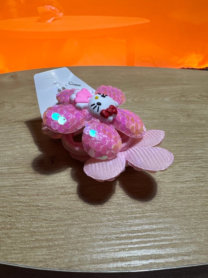 Pembe Payetli Kedi Figürlü Çocuk Saç Tokası - Görsel 2