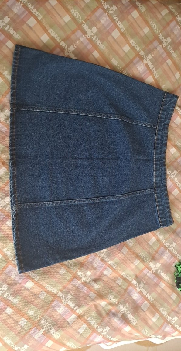 Düğmeli Mavi Kadın Kot Etek - Görsel 3