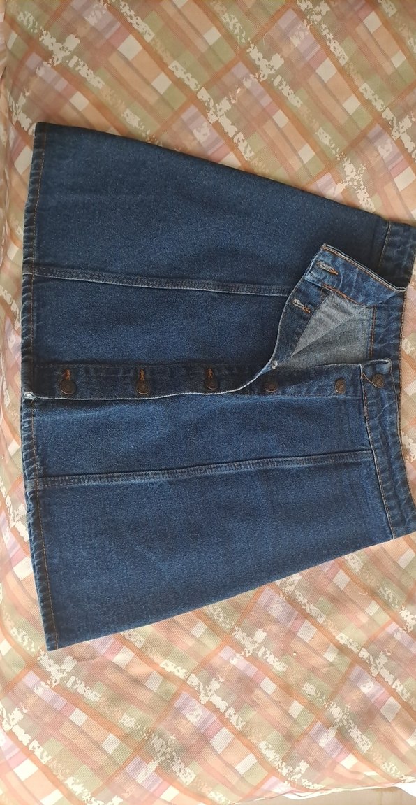 Düğmeli Mavi Kadın Kot Etek - Görsel 2