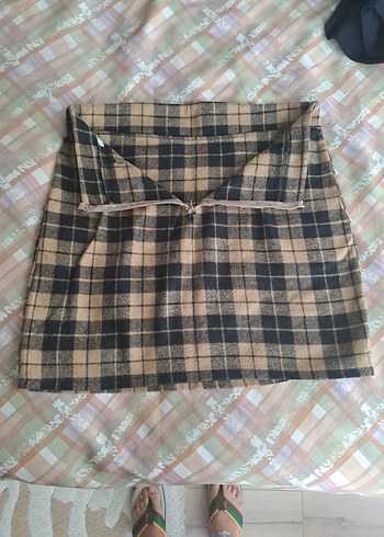 Sarı-Siyah Ekose Mini Etek - Görsel 2