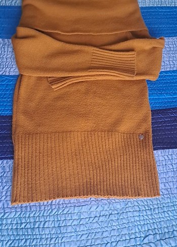 Hardal Renkliı Triko Boğazlı Kadın Tunik/Kısa Elbise - Görsel 2