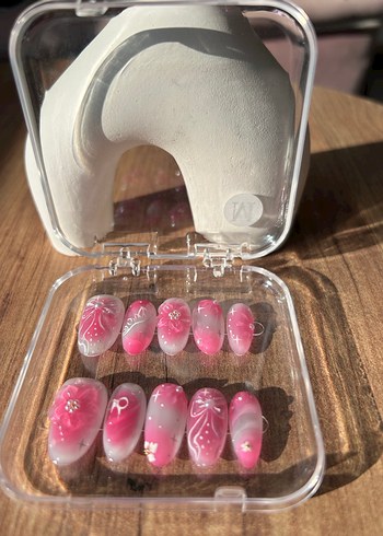 Pastel Pembe Takma Tırnak Seti S Beden - Görsel 4