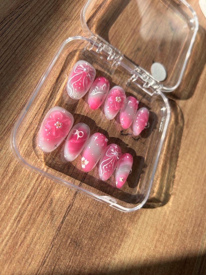 Pastel Pembe Takma Tırnak  Seti S Beden - Görsel 3