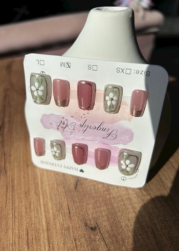 Pastel Pembe Çiçekli 10lu Takma Tırnak Seti - Görsel 4