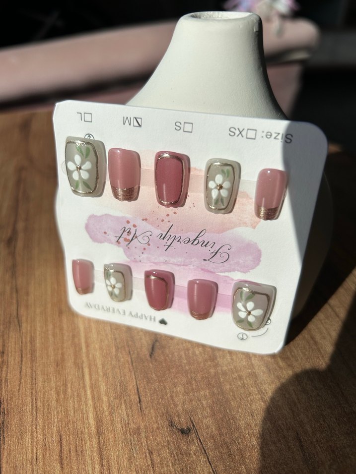 Pastel Pembe Çiçekli 10lu Takma Tırnak Seti - Görsel 3