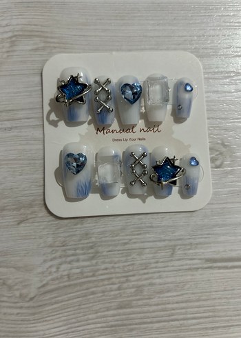 Mavi Taşlı Tırnak Seti M Beden - Görsel 4