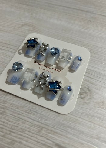 Mavi Taşlı Tırnak Seti M Beden - Görsel 2