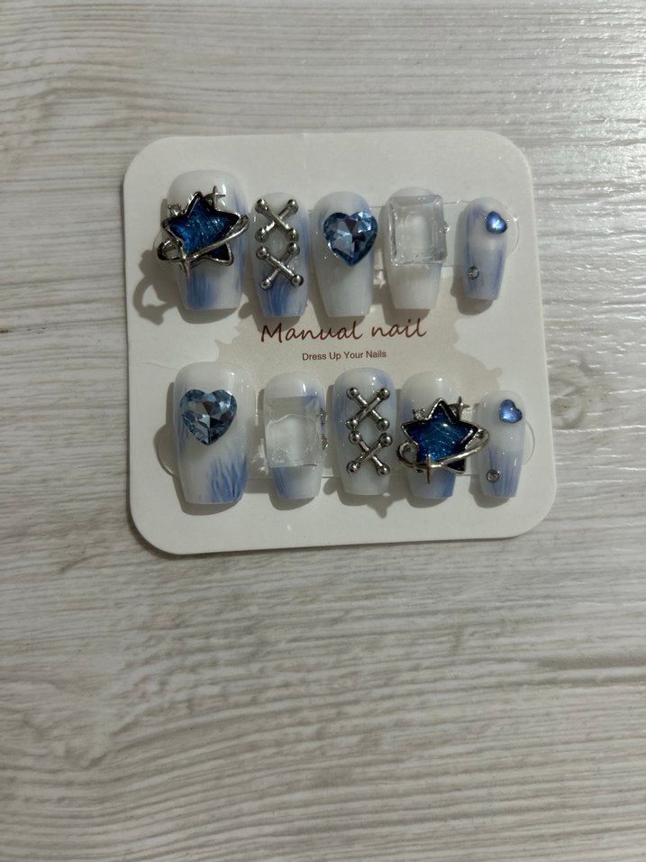 Mavi Taşlı Tırnak Seti M Beden - Görsel 4