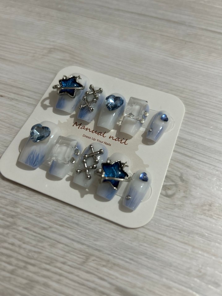 Mavi Taşlı Tırnak Seti M Beden - Görsel 2