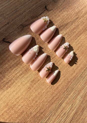 İnci ve Yıldız Detaylı Beyaz Pastel 24lü Takma Tırnak Seti - Görsel 3