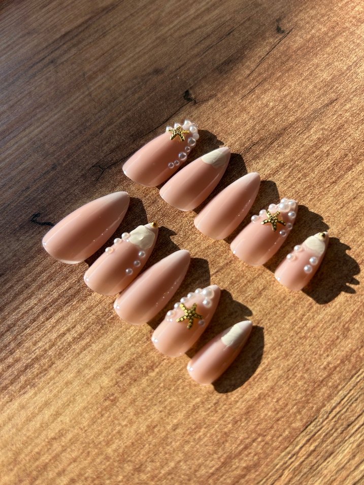 İnci ve Yıldız Detaylı Beyaz Pastel 24lü Takma Tırnak Seti - Görsel 2